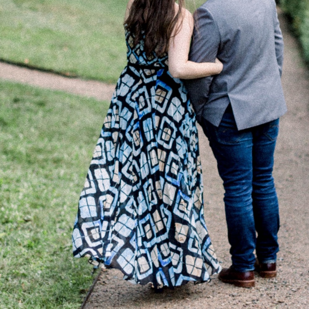 Anthropologie Blue Geometric Maxi Halter Dress with Pleated Skirt, size 2 - Picture 3 of 15
